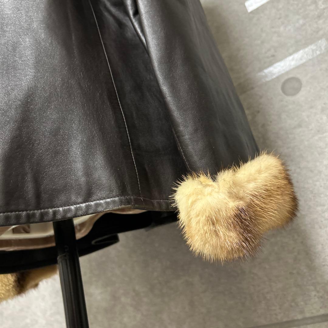 90s BALMAIN バルマン2WAY 羊革　ミンクファー　レザージャケット