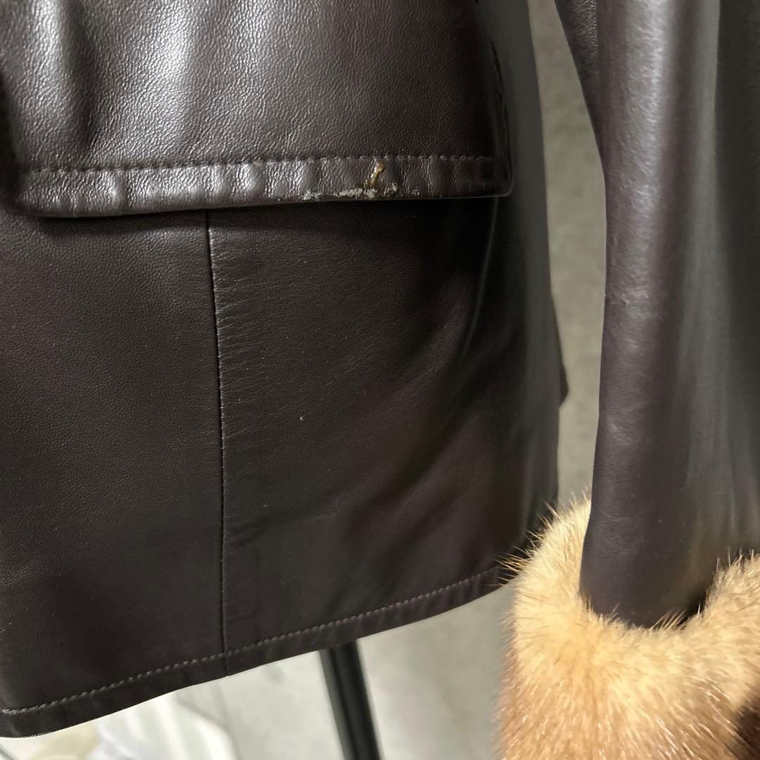 90s BALMAIN バルマン2WAY 羊革　ミンクファー　レザージャケット