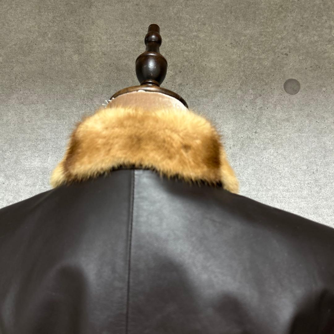 90s BALMAIN バルマン2WAY 羊革　ミンクファー　レザージャケット