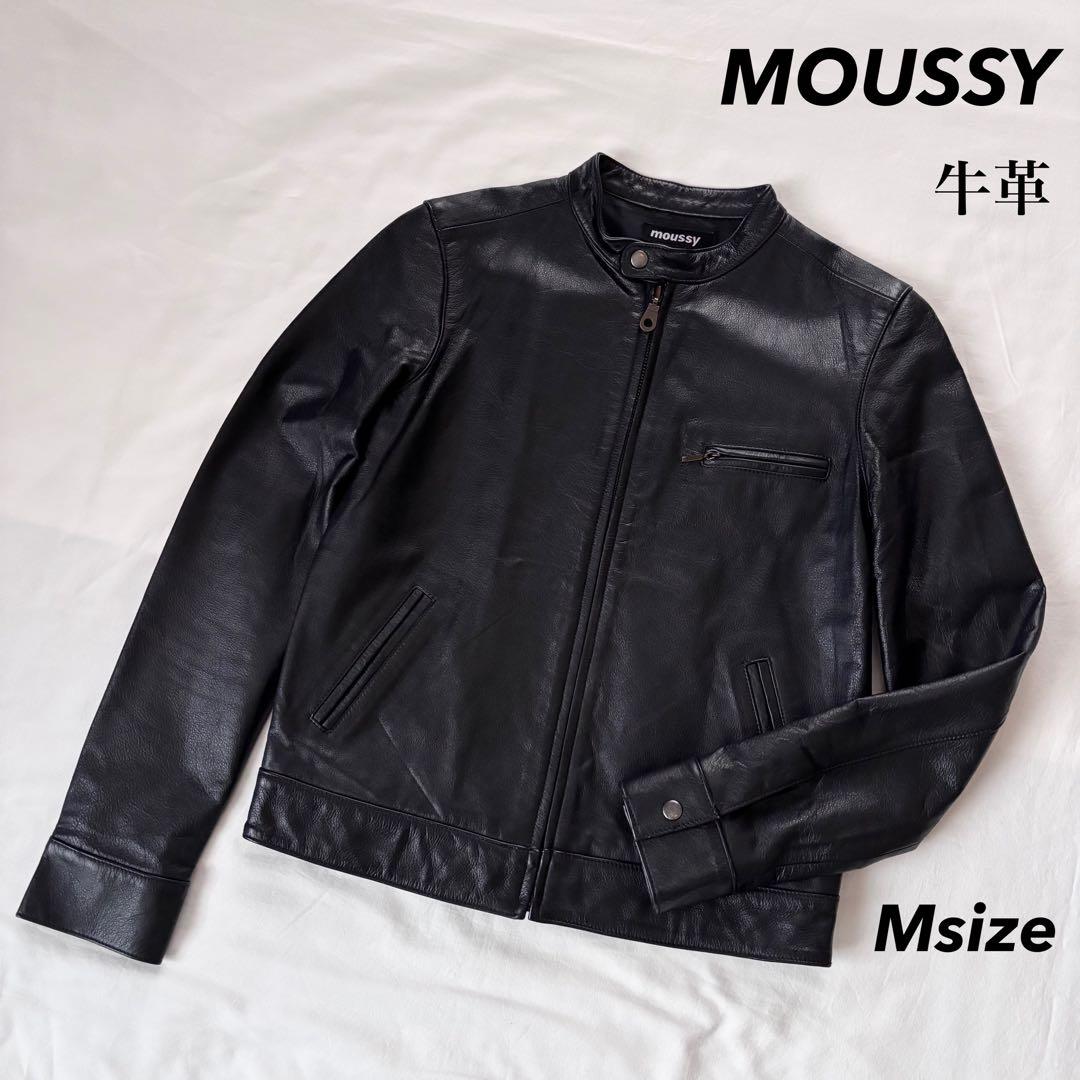 大人気！MOUSSY 牛革 シングル ライダース レザー ジャケット