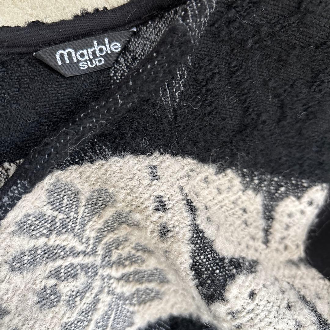 新品☆marble sud マーブルシュッド　黒と白のジャガード長袖ワンピース