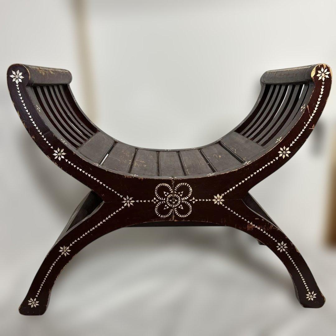 カルティニベンチ　クラブチェア　螺鈿　ロビーチェア　木製椅子