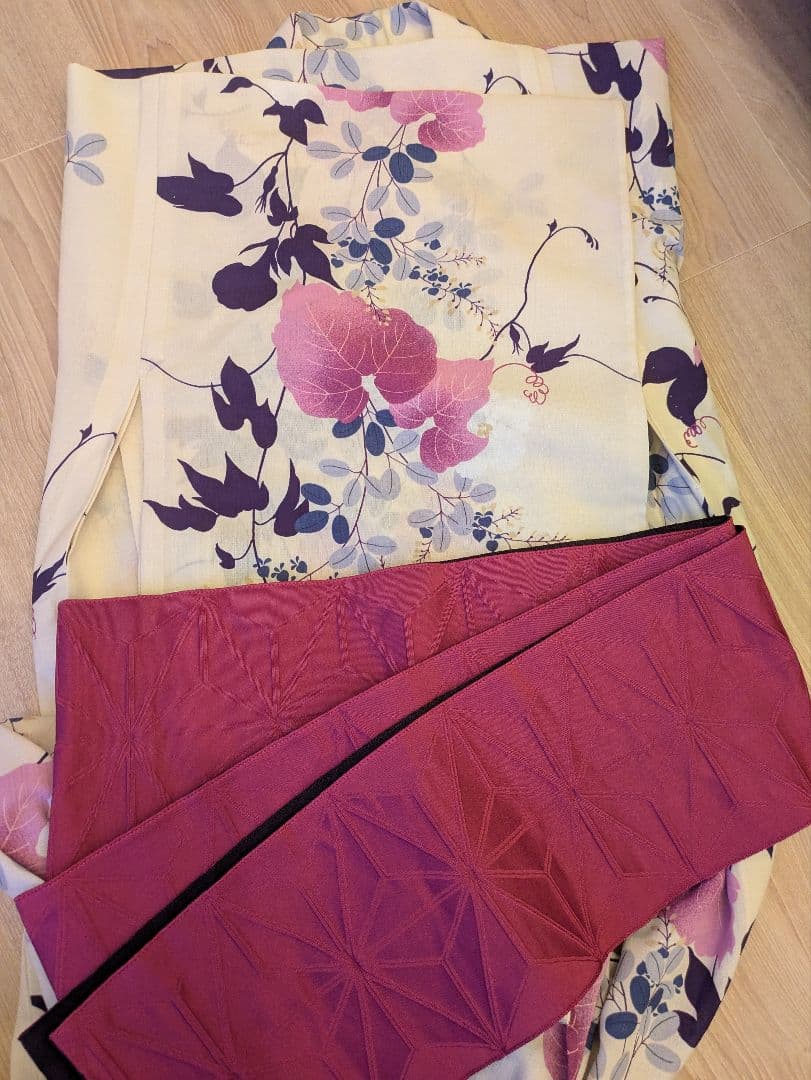 花柄 浴衣・帯セット　撫松庵