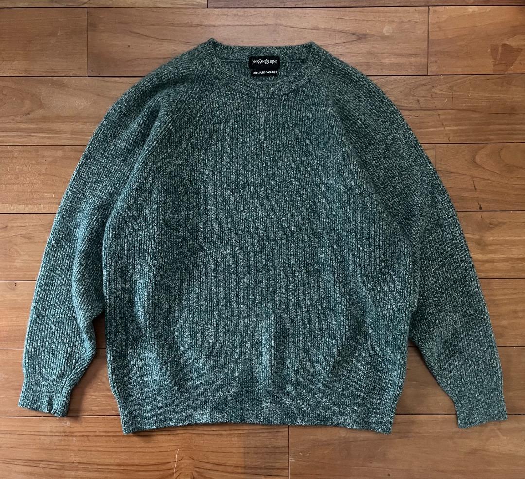 Yves Saint Laurent 100%カシミヤ ニットセーター グリーン
