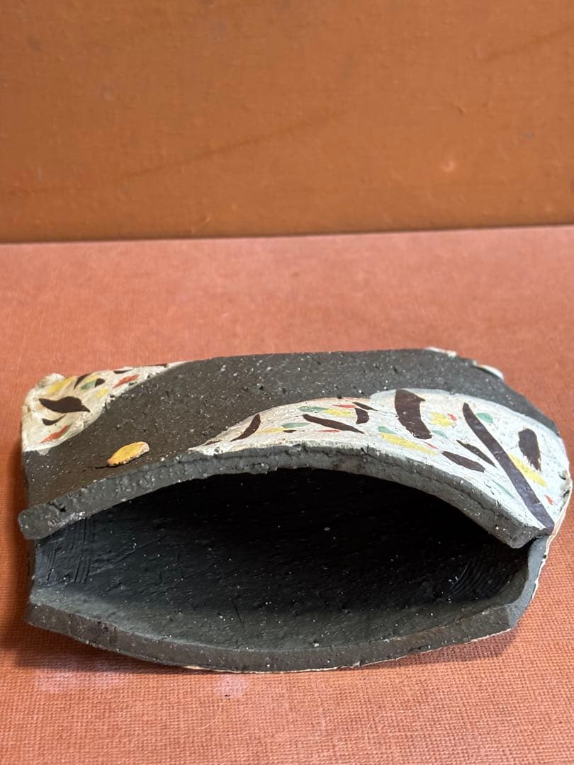 やまちゃん河井寛次郎作色絵草花文鶏形置物　森の一番鶏夜から朝へ　一品物