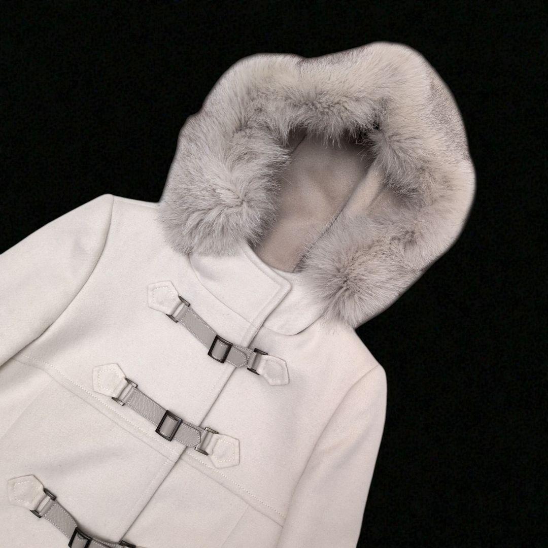 【カシミヤ100% 美品】フォクシー　ロングコート　フォックスファー　シルク