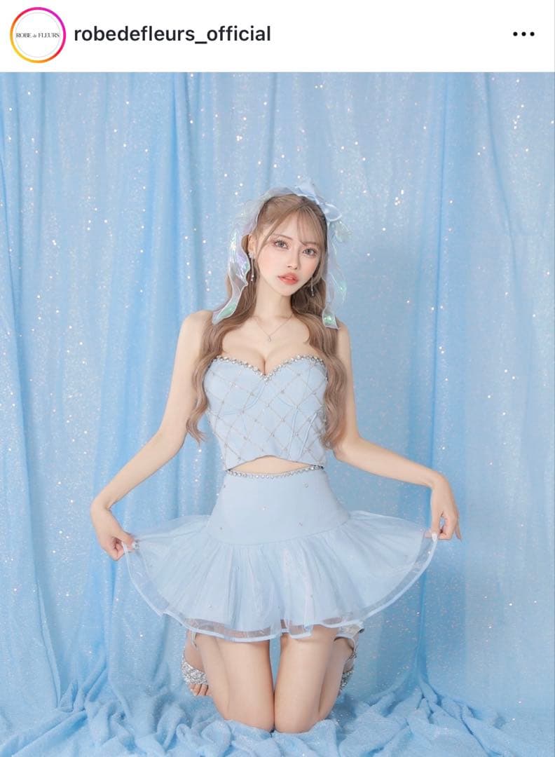 ROBE de FLEURS 水色ドレス Sサイズ