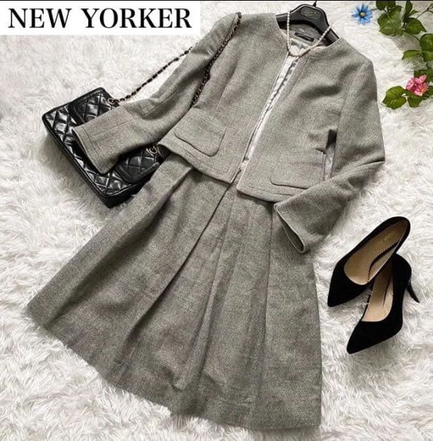 ニューヨーカー　スーツ2点セットノーカラージャケット