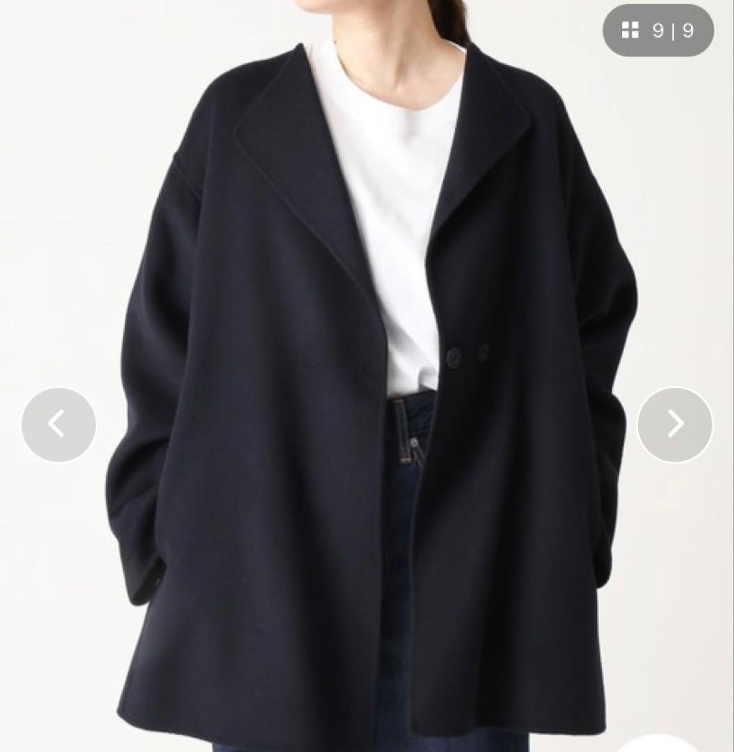 SLOBE IENA HAMILTONダブルフェイスウールショートコート　紺