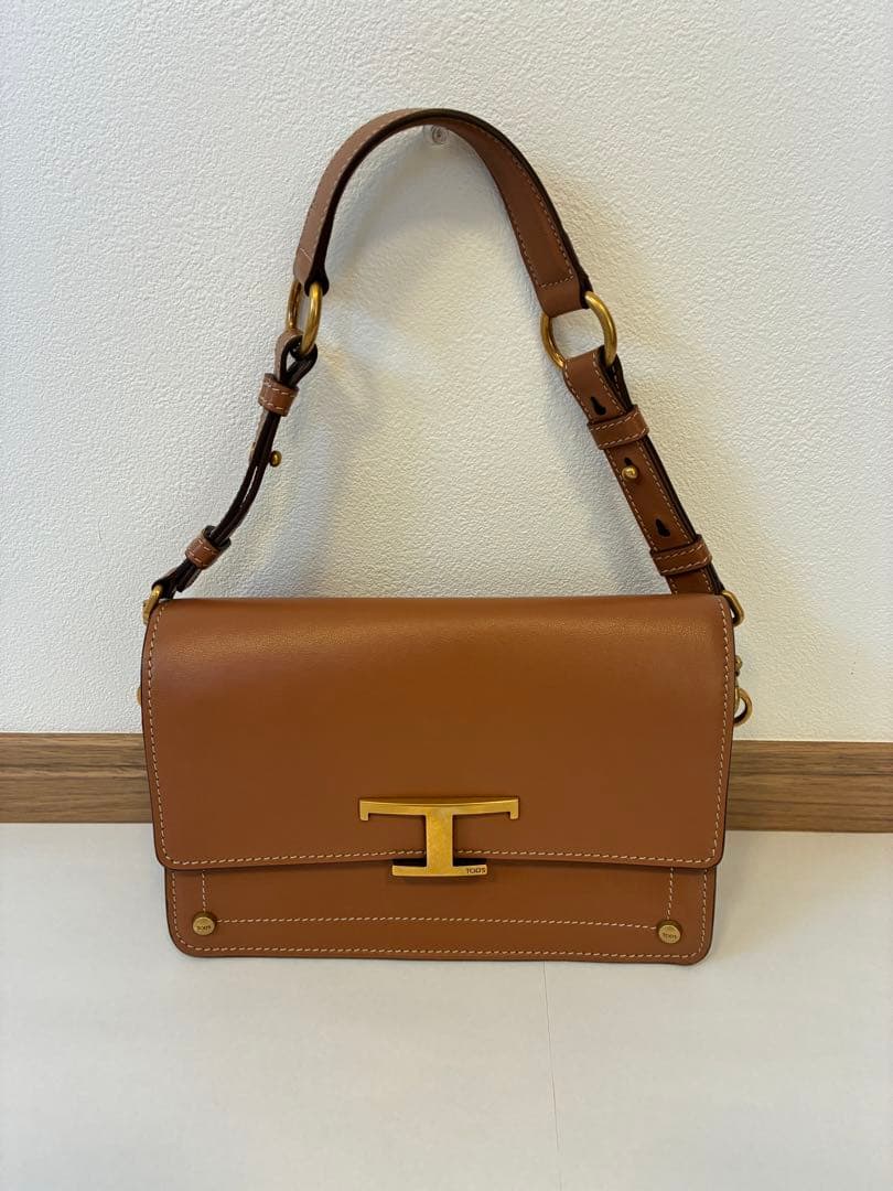 トッズ TOD'S T タイムレス ショルダーバッグ ミニ レザー ブラウン