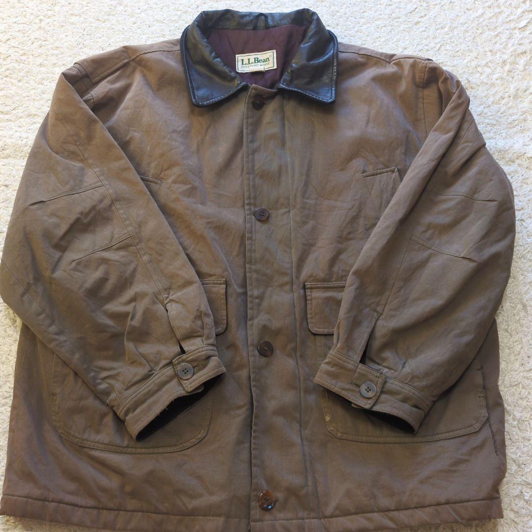 値下げ中【USA製】80sL.L.Beanカバーオール襟レザーダック地