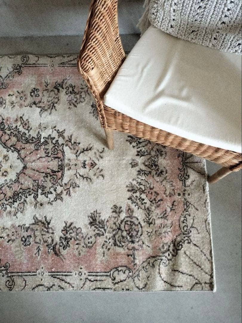 c*o様 ヴィンテージラグ　モーブピンク×ベージュ