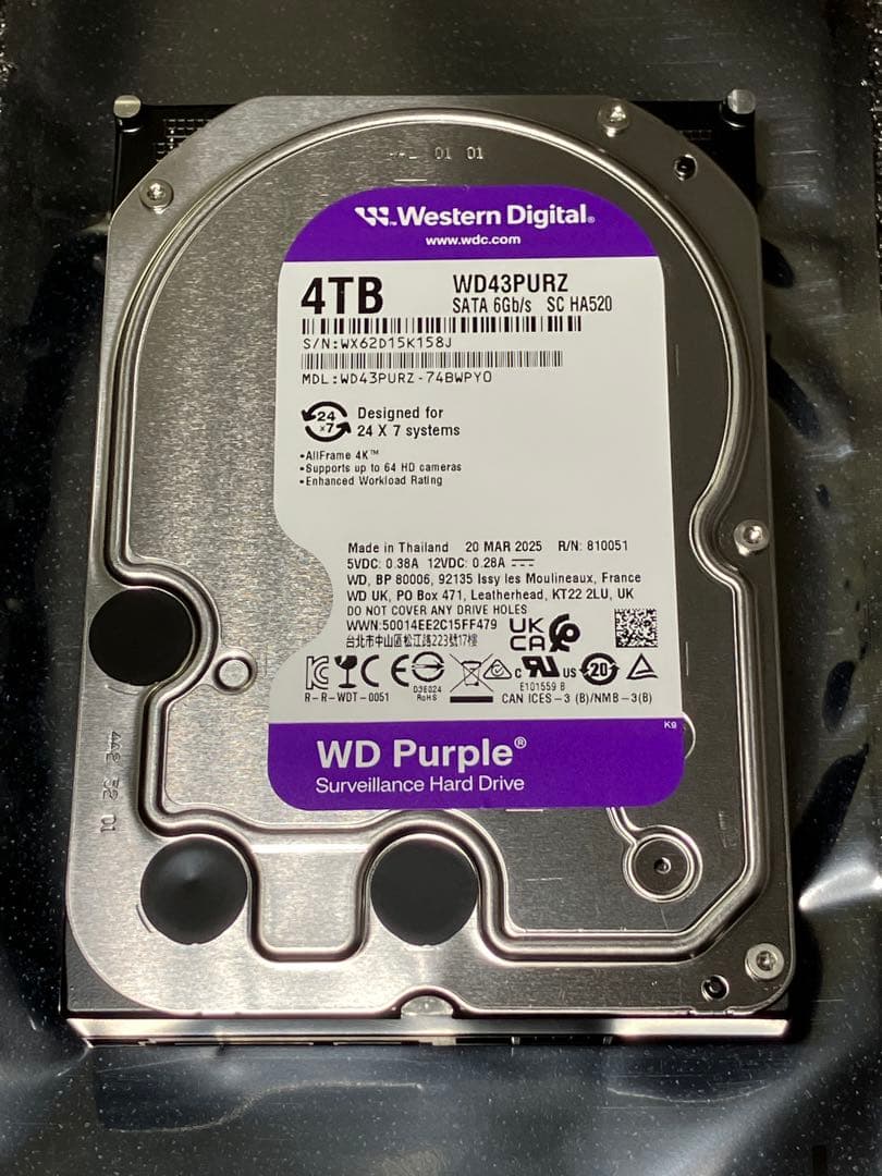 Western Digital 4TB パープル WD43PURZ HDD