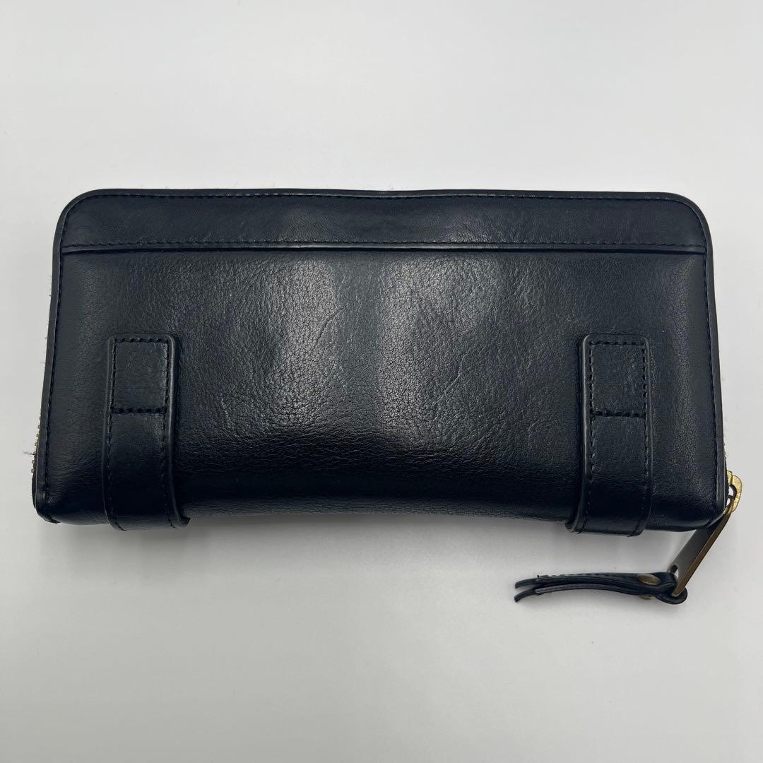 希少 バーバリーブルーレーベル 長財布 ラウンドジップ ブラック 金具ロゴ