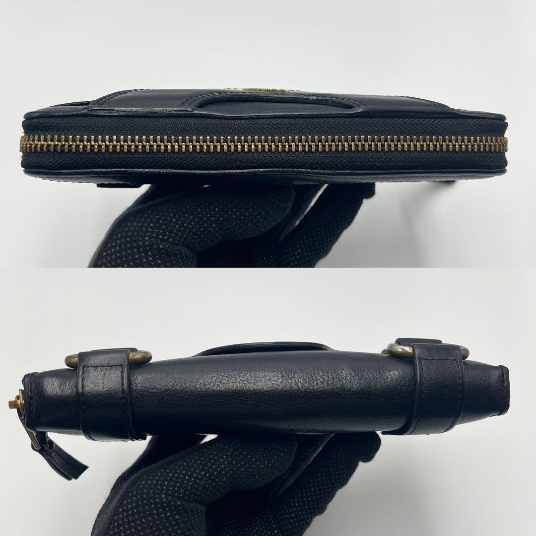 希少 バーバリーブルーレーベル 長財布 ラウンドジップ ブラック 金具ロゴ