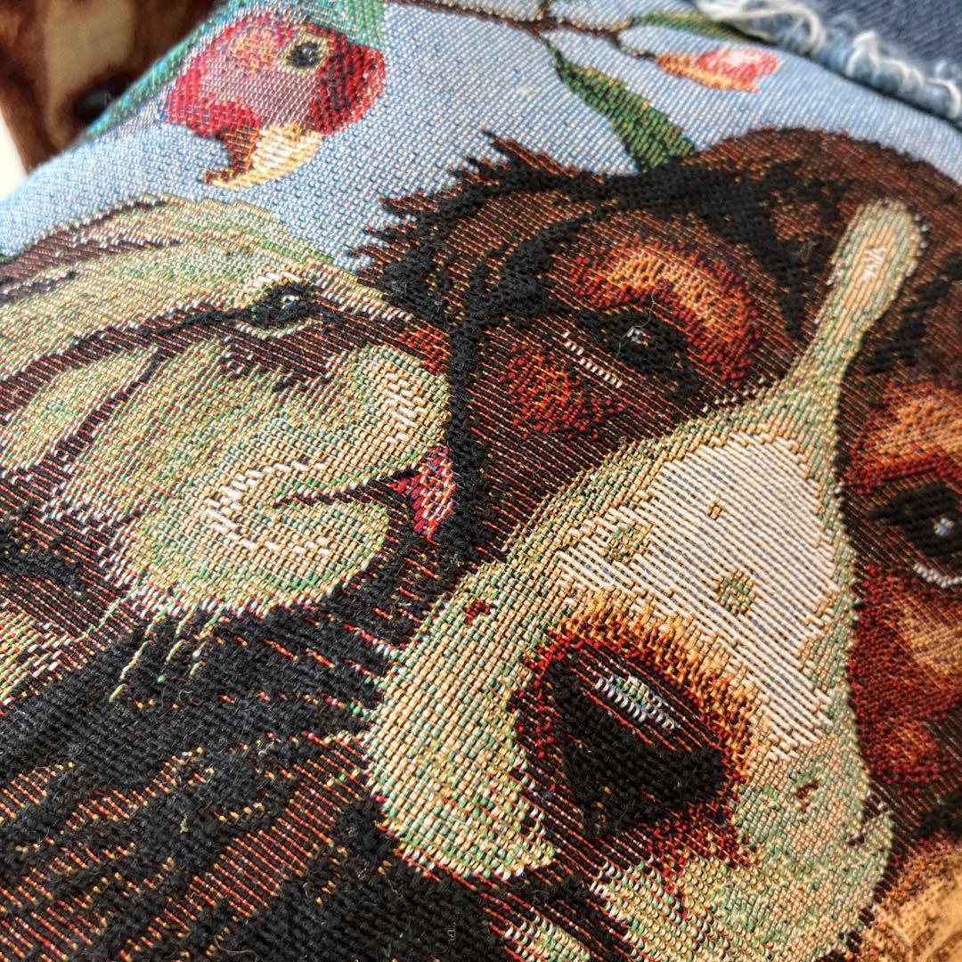 SUMI STYLE ドッキングデニムジャケット ゴブラン織　アニマル　柄