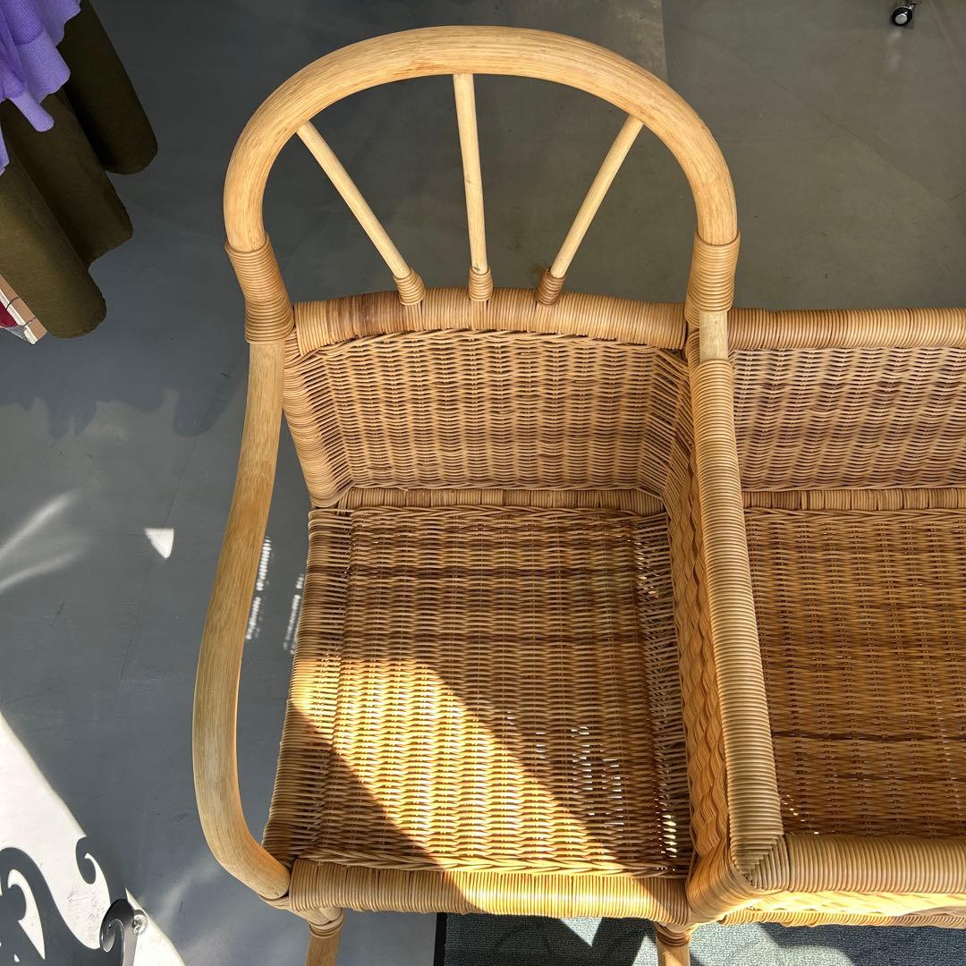 チェア付きベビーベッド　ラタンゆりかご