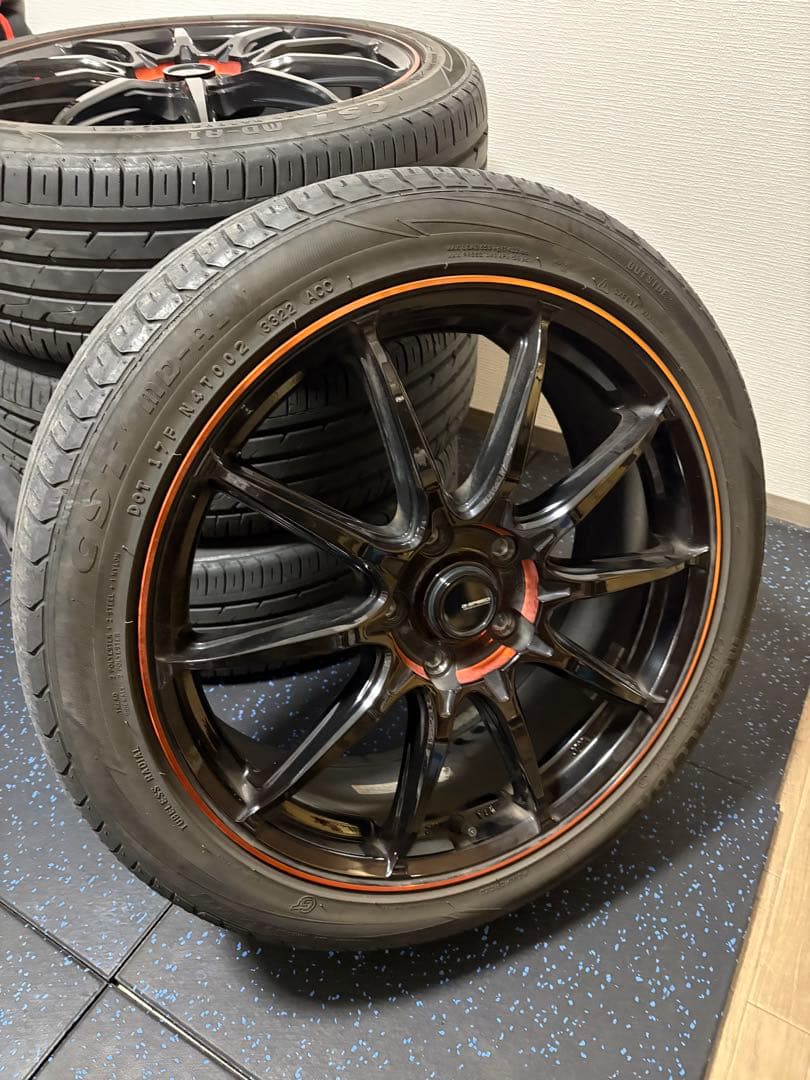 Gスピード215/45R18 ブラックホイールセット 5穴 4本