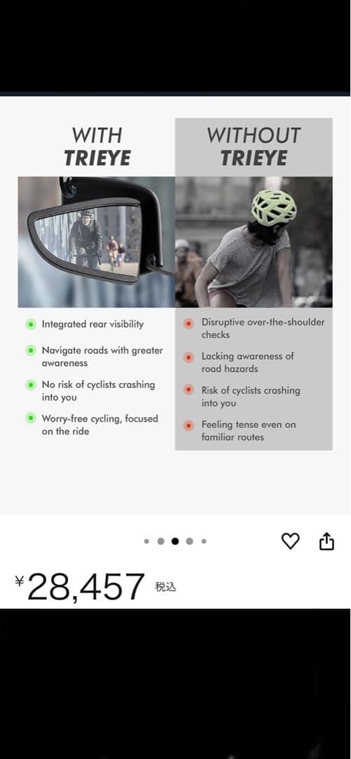 TriEye アイウェア サイクリングメガネ バックミラー付き