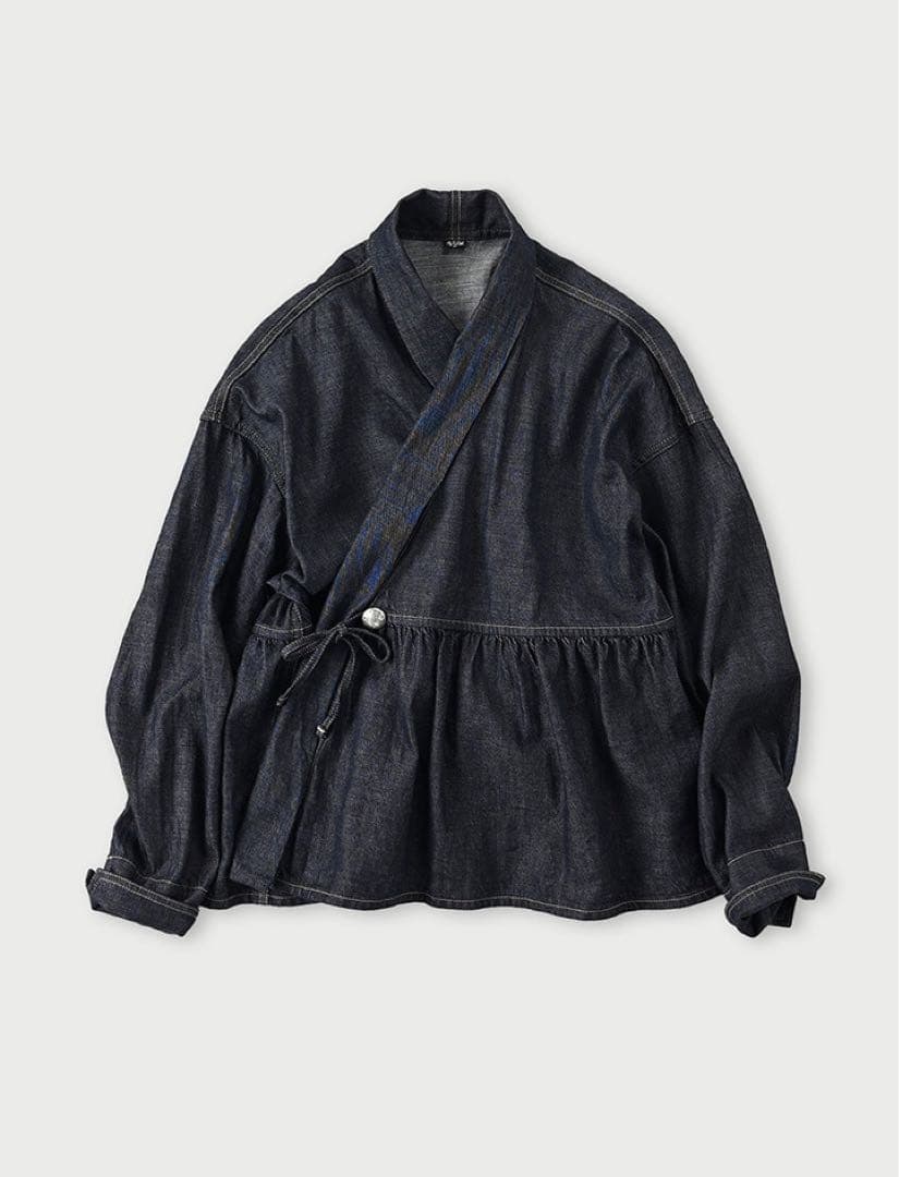 45R　 45プチデニムのカシュクール（濃） デニムブラウス インディゴ