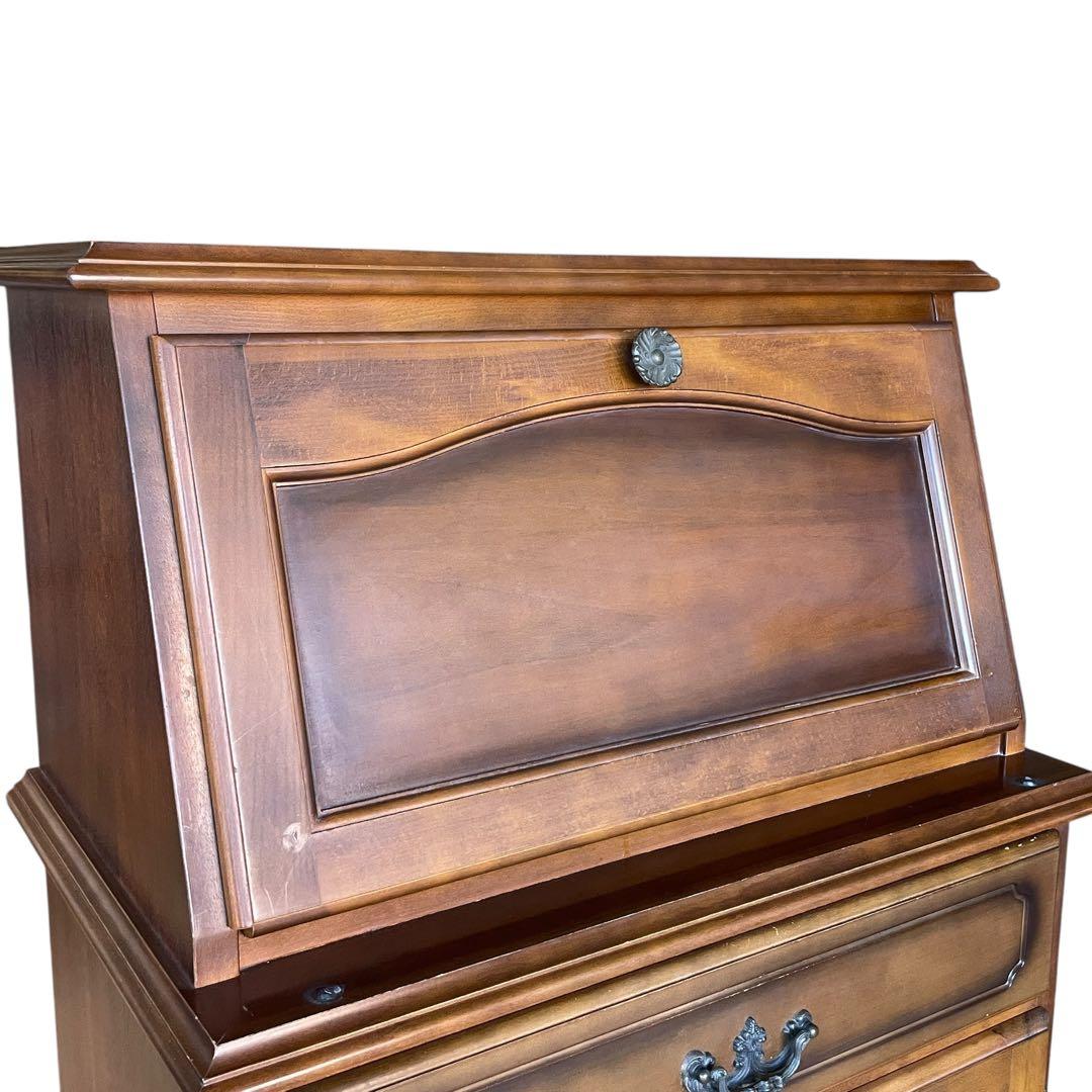 【希少】カリモク コロニアル ライティングビューロー デスク チェスト 木製