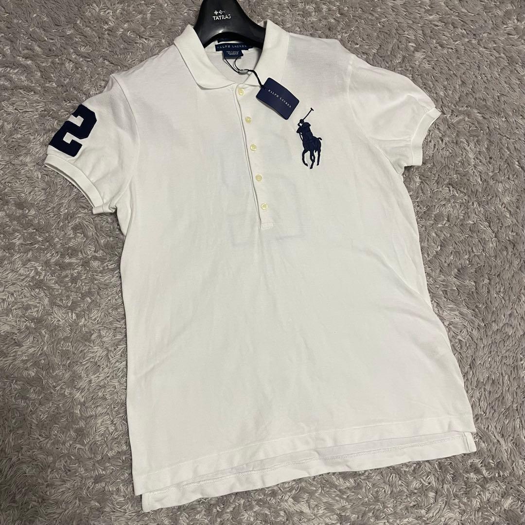 新品未使用　ラルフローレン　半袖ポロシャツ　ビッグポニー　刺繍　L ホワイト