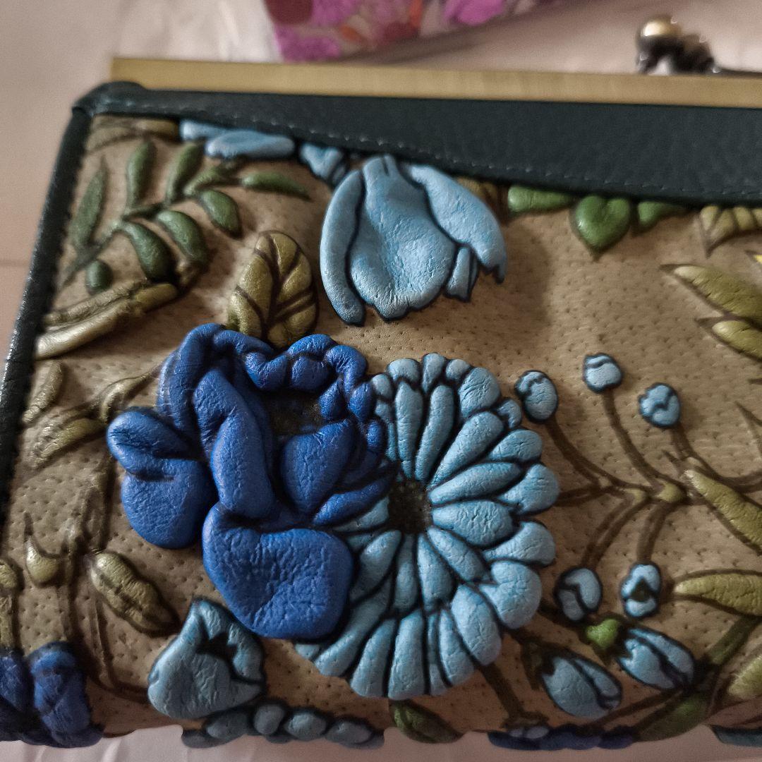 む*ぎ様 花柄デコブランシェがま口財布