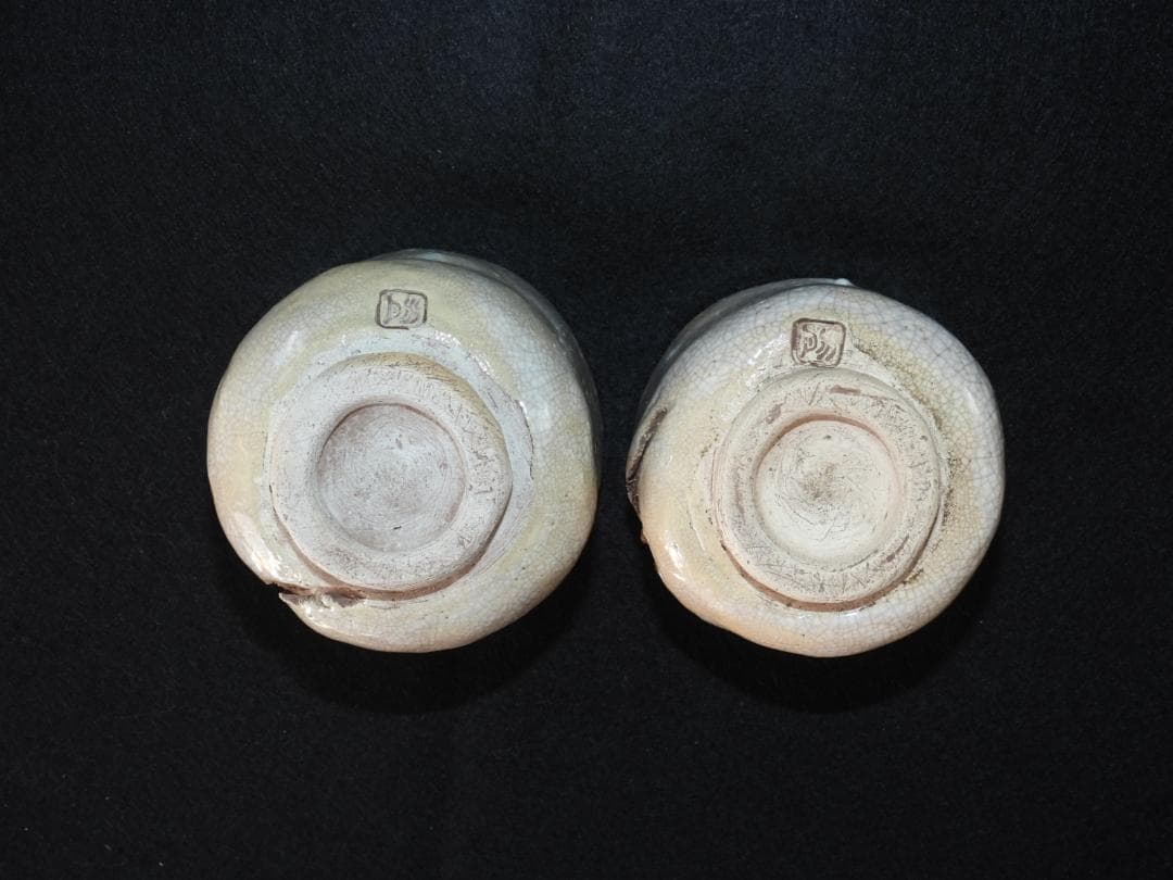 水月焼 夫婦湯呑 ペア 蟹 共箱付 竹本輝夫作 検) 好川恒方 楽山焼 二六焼