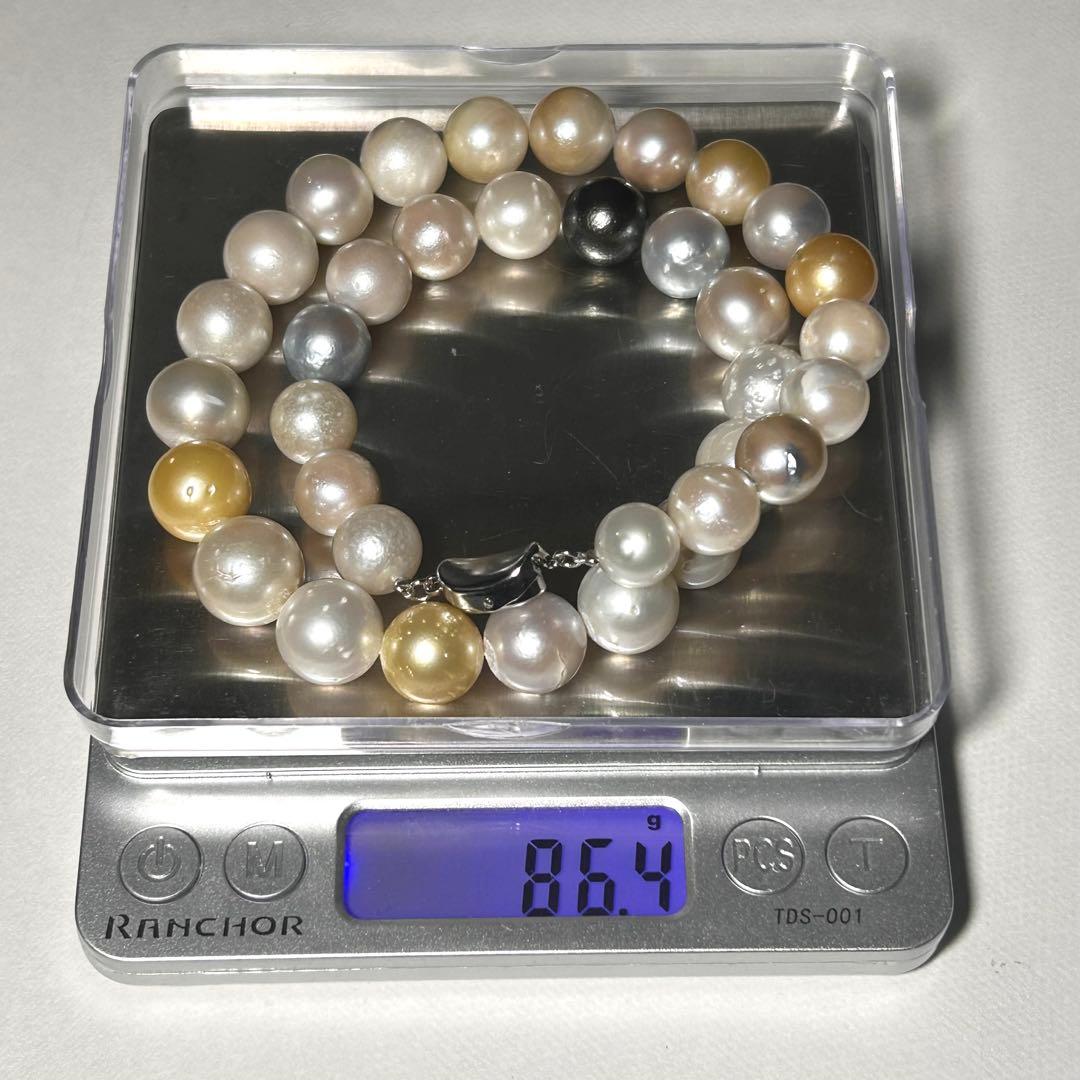 【テリ◎/大珠✨】黒蝶 白蝶 真珠 ネックレス 本真珠 パール マルチカラー