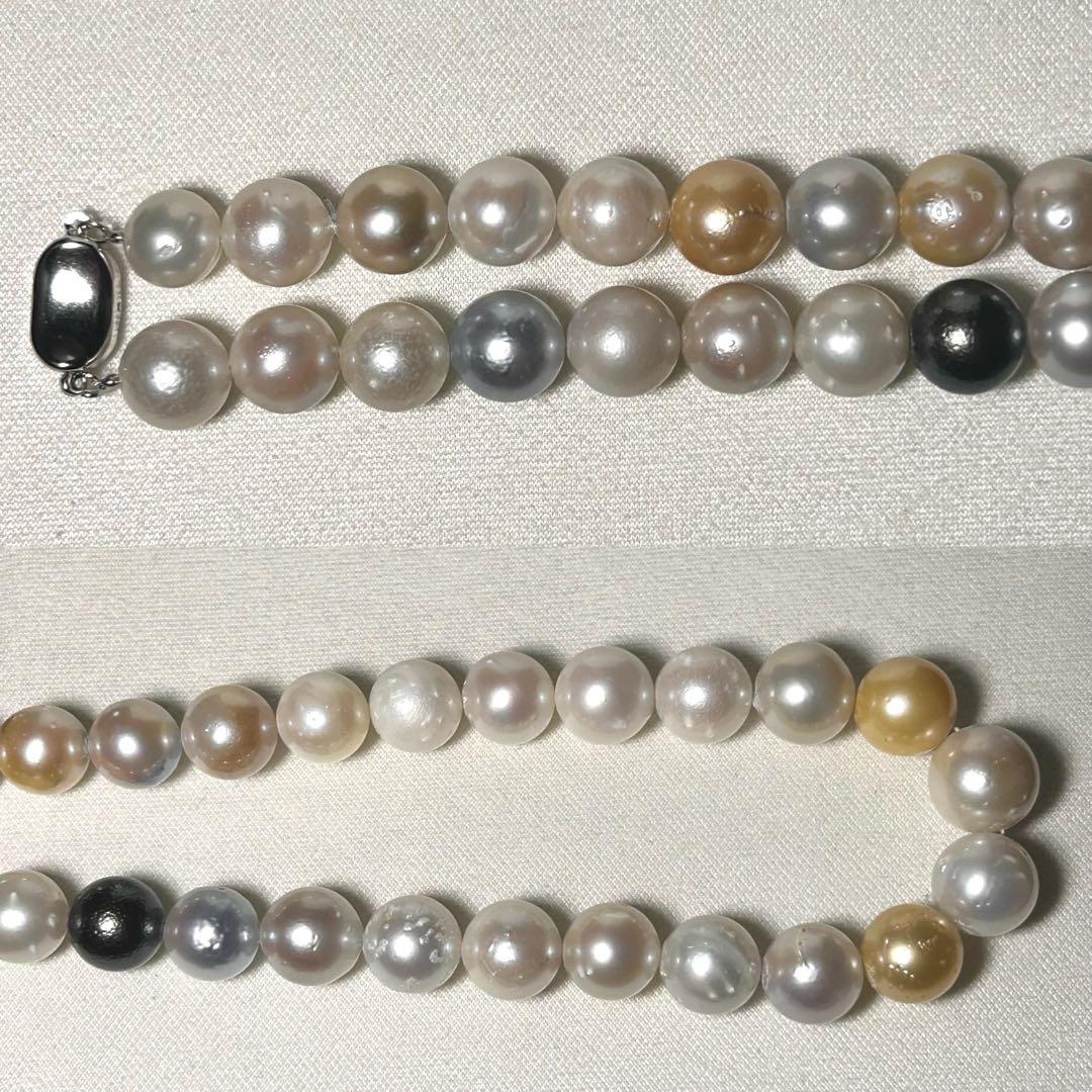 【テリ◎/大珠✨】黒蝶 白蝶 真珠 ネックレス 本真珠 パール マルチカラー