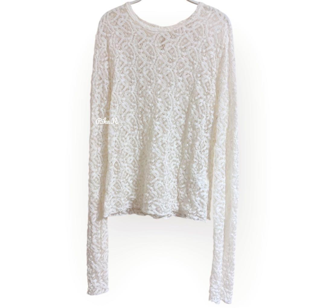IENA ペイズリー ストレッチレースプルオーバー　ナチュラル　フリーサイズ