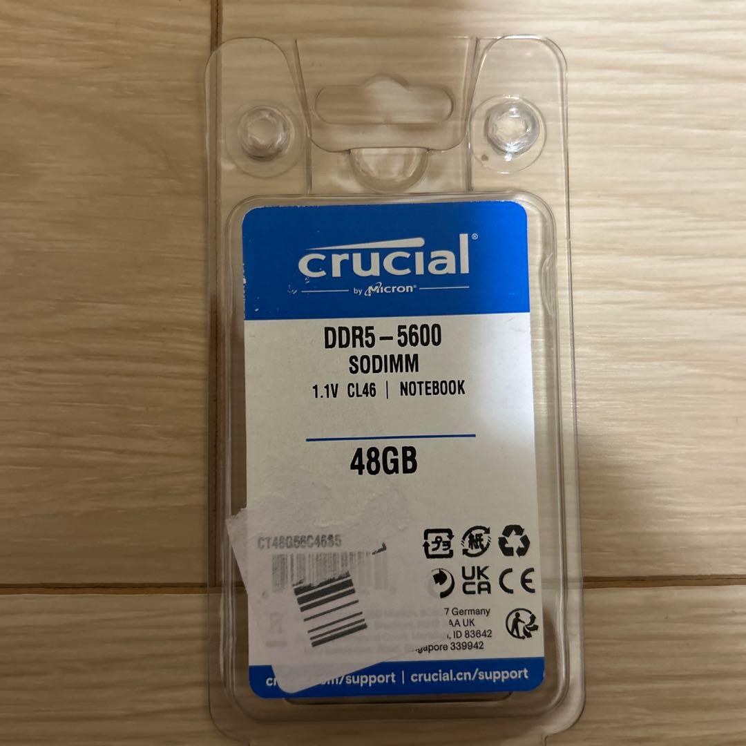 メモリー crucial DDR5-5600 SODIMM 48GB