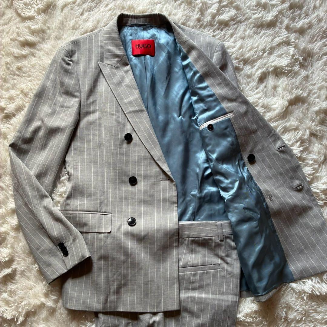 極美品/L ヒューゴボス　セットアップ　スーツ　テーラードジャケット　ダブル