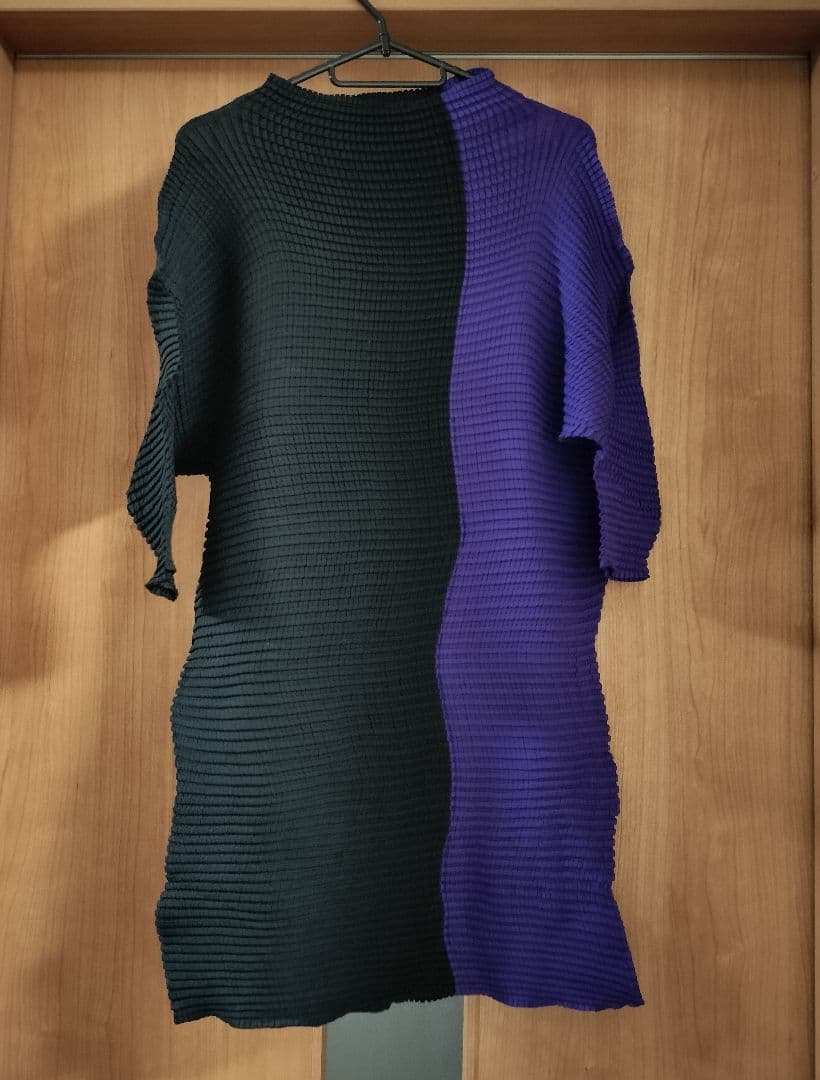 ISSEY MIYAKE バイカラーチュニック 黒/紫