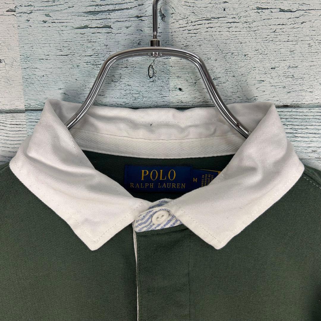 ラルフローレン 刺繍ロゴ 長袖 ラガーシャツ カーキ M 5079