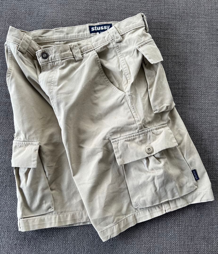 希少 95年 OLD STUSSY CARGO SHORTS 34インチ Ｌ