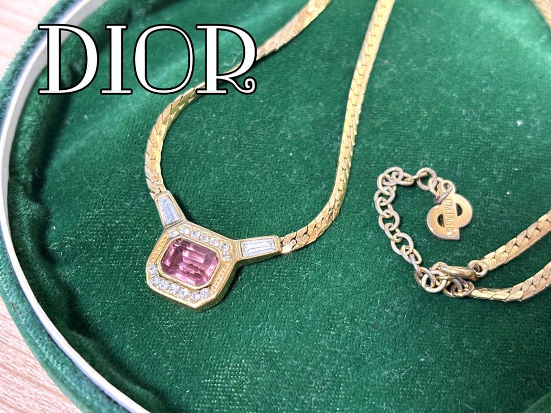 Dior ヴィンテージ ラインストーン ゴールド ピンク パープル ネックレス