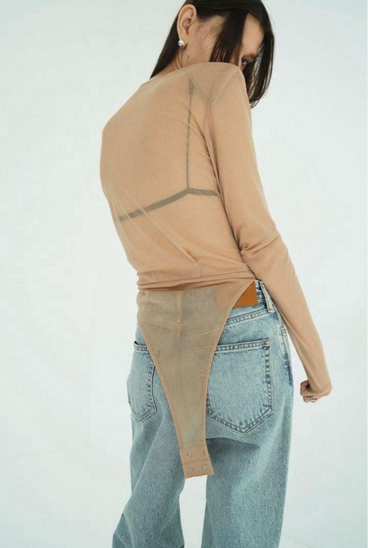 トップス CLANE sheer drape bodysuits