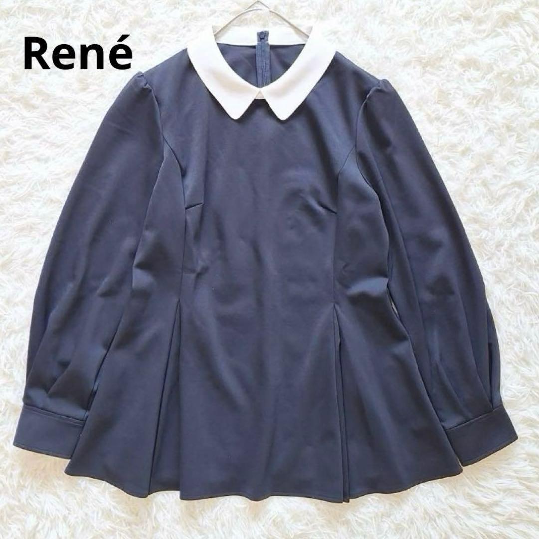 美品✨2025年 Rene ルネ 白襟ブラウス ペプラム チュニック ブラック