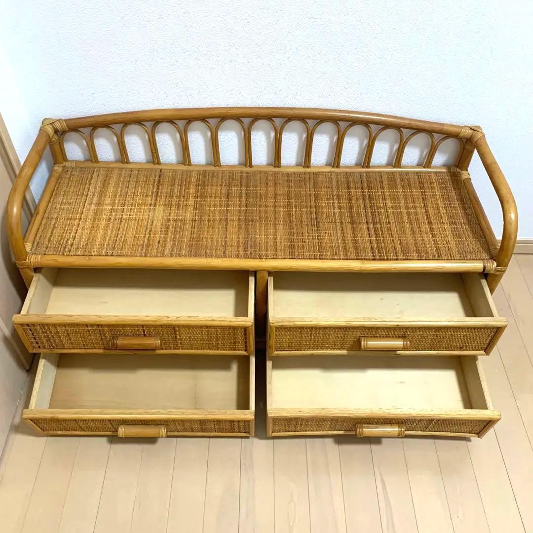 籐　ラタン 製　サイドボードチェスト ヴィンテージ 古家具　横幅108cm