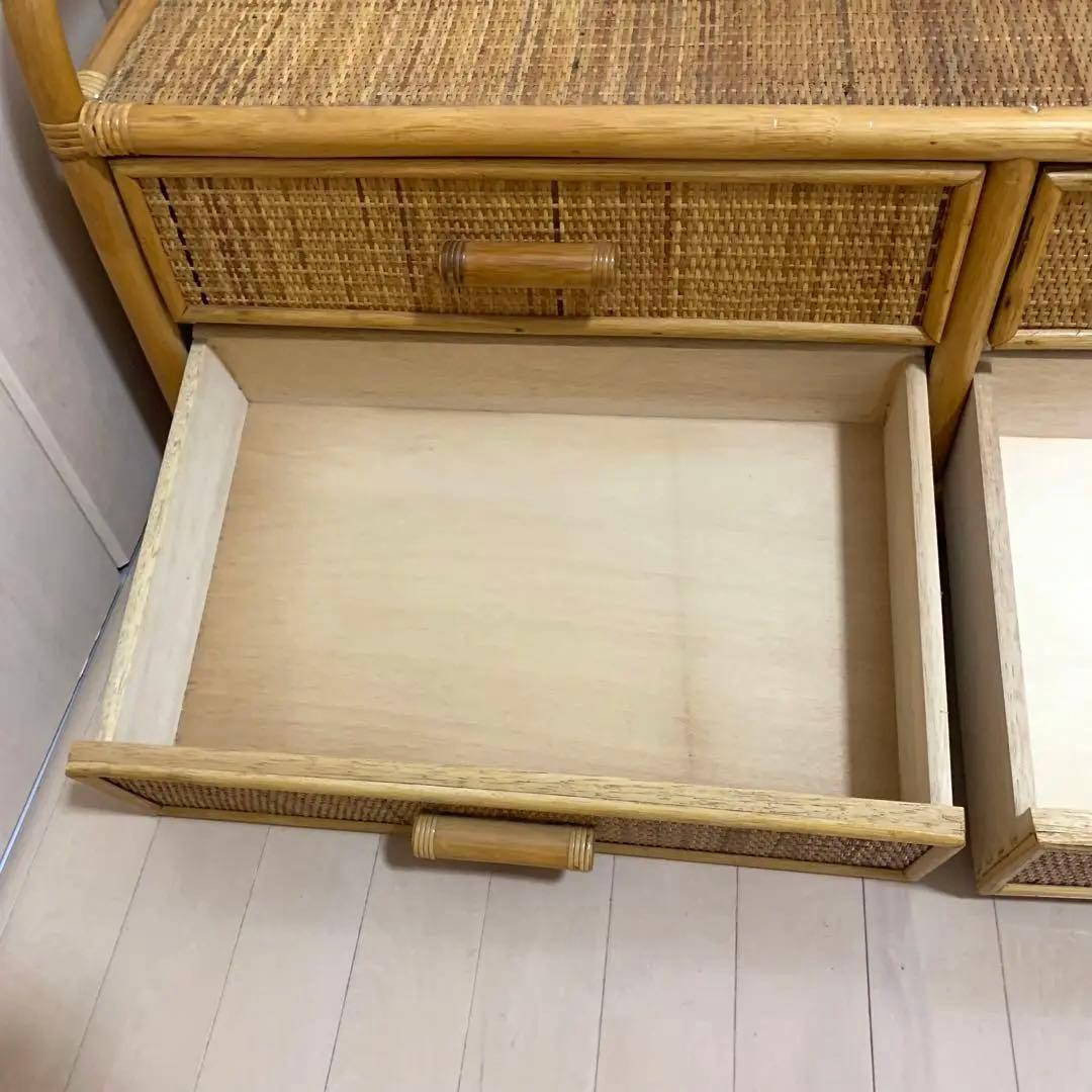 籐　ラタン 製　サイドボードチェスト ヴィンテージ 古家具　横幅108cm