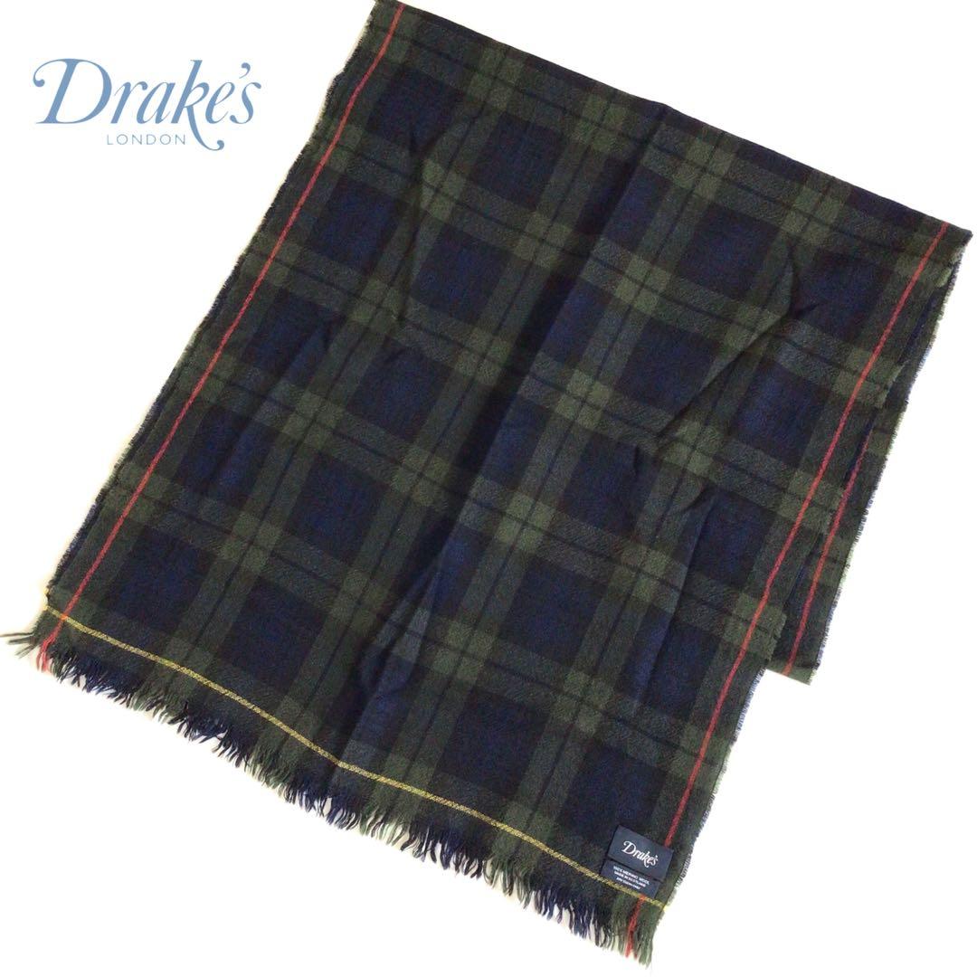 【廃盤希少】Drake’s ネイビーチェックメリノスカーフ アナトミカ 西口修平