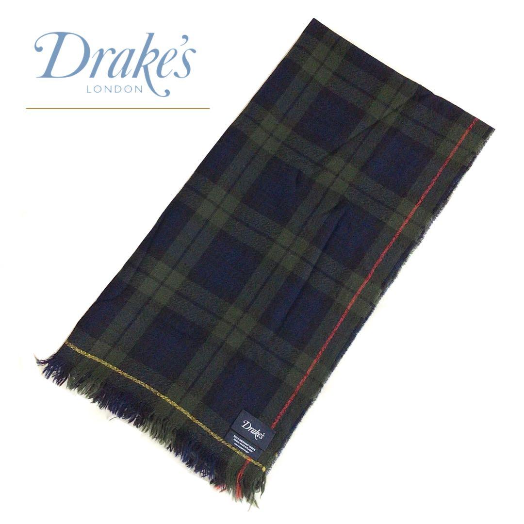 【廃盤希少】Drake’s ネイビーチェックメリノスカーフ アナトミカ 西口修平