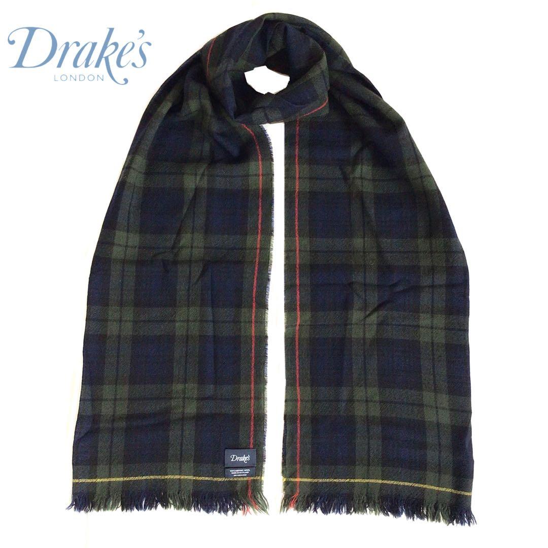 【廃盤希少】Drake’s ネイビーチェックメリノスカーフ アナトミカ 西口修平
