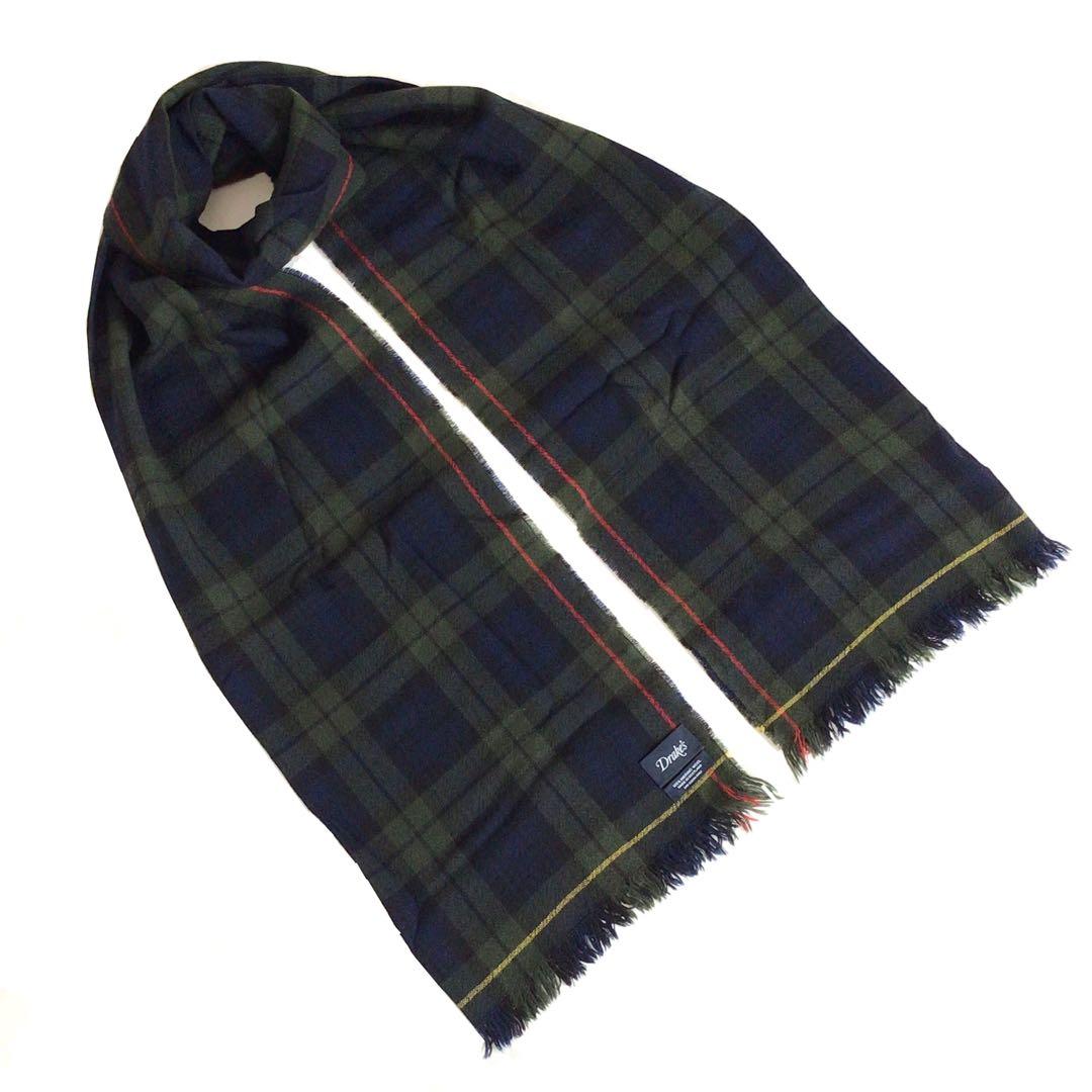 【廃盤希少】Drake’s ネイビーチェックメリノスカーフ アナトミカ 西口修平