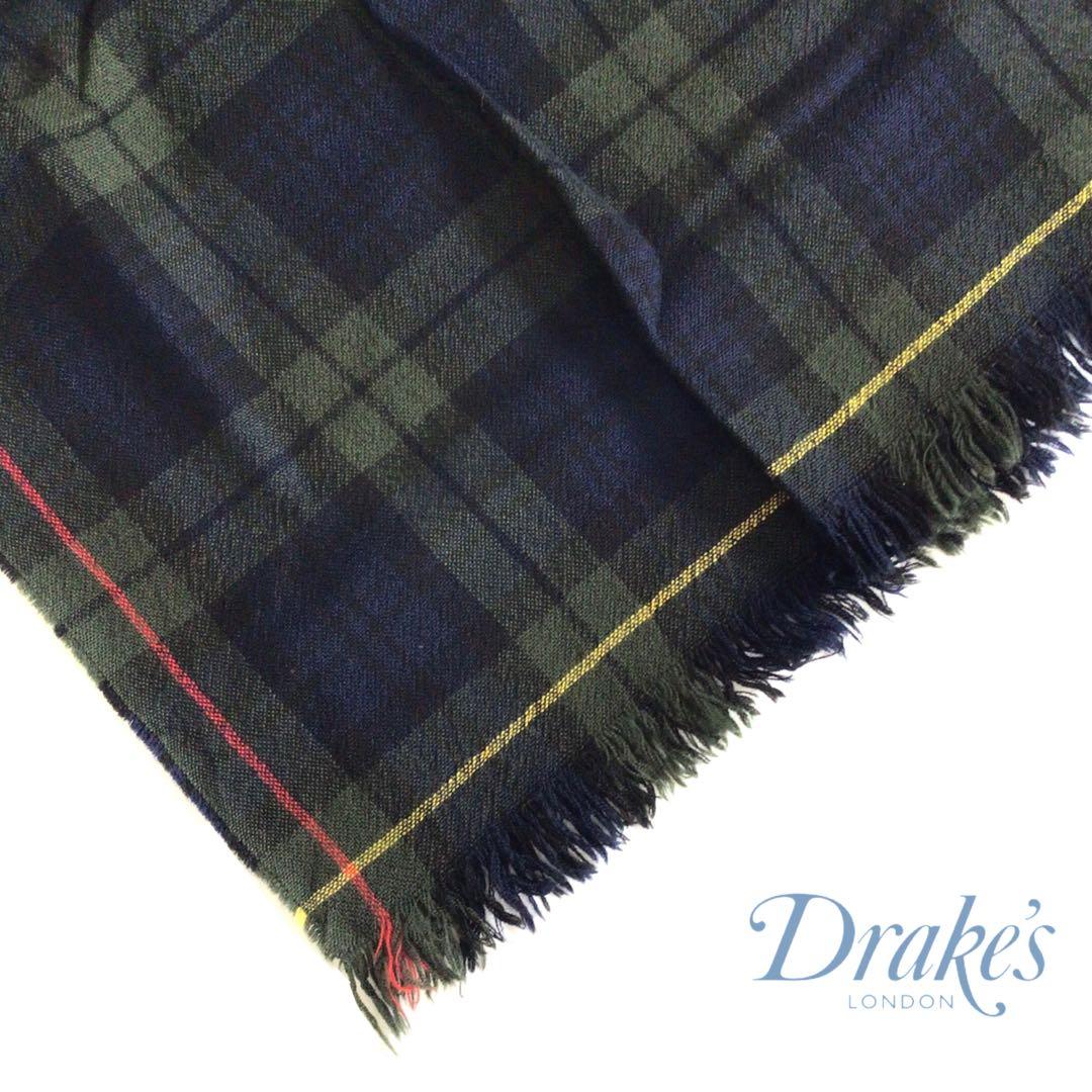 【廃盤希少】Drake’s ネイビーチェックメリノスカーフ アナトミカ 西口修平