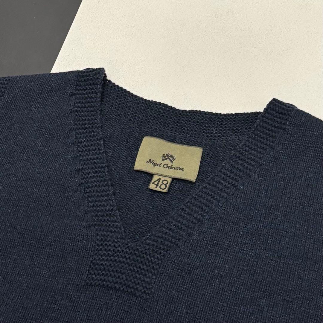 美品 ナイジェルケーボン イベリコ ウール ニット ベスト 48 ネイビー