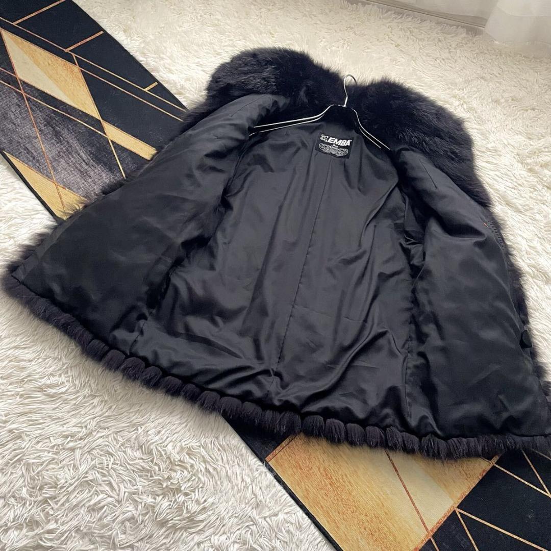 肉厚◎/総丈84 紫/ブルーフロスト/フォックス ファーコート 毛皮 L エンバ