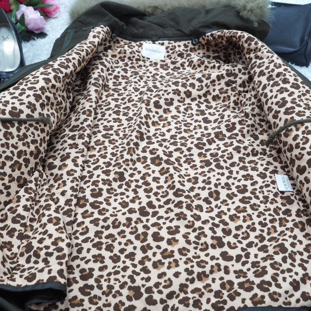 G6884*anatelier アナトリエ☆Aライン☆ファー☆コート☆カーキ