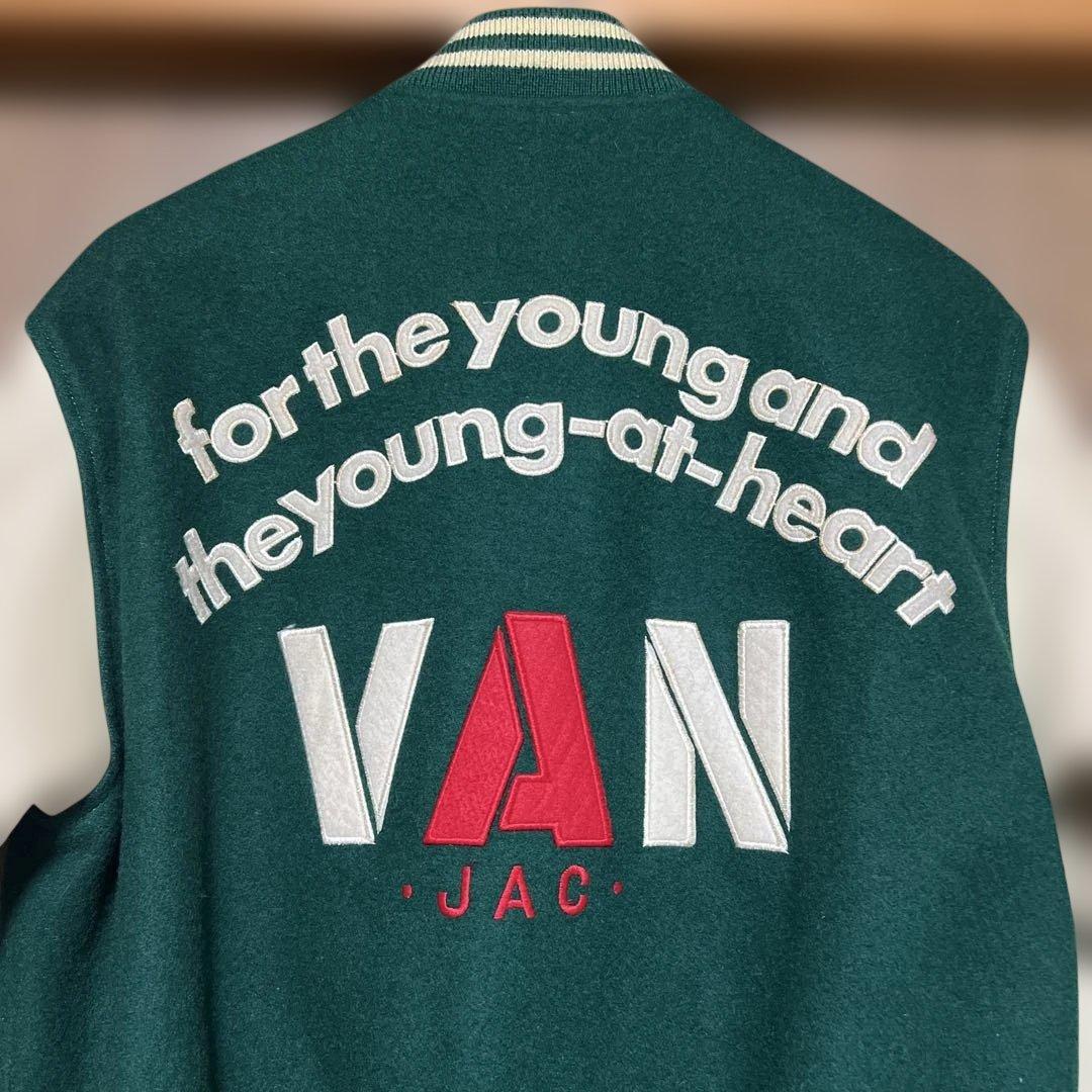 み*り様 VAN JAC スタジアムジャンパー　グリーン　 袖皮　Lサイズ　美品